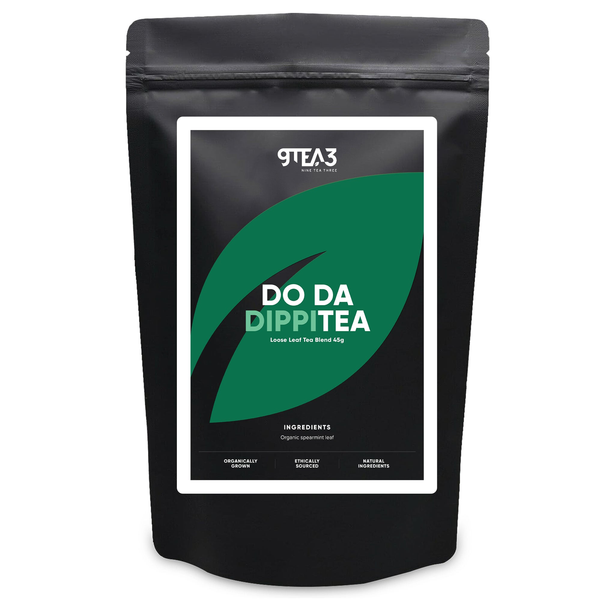 The front of a tea pouch with the Do Da DippiTea label